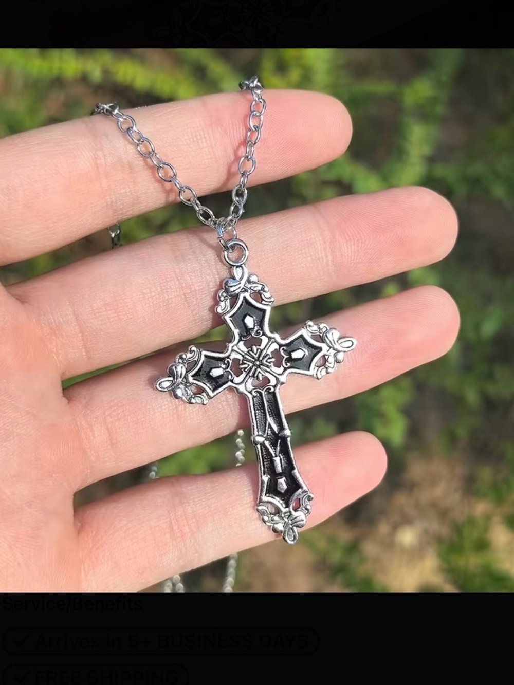 ⭐️ Black Gothic Cross Pendant Necklace - Women Jewelry